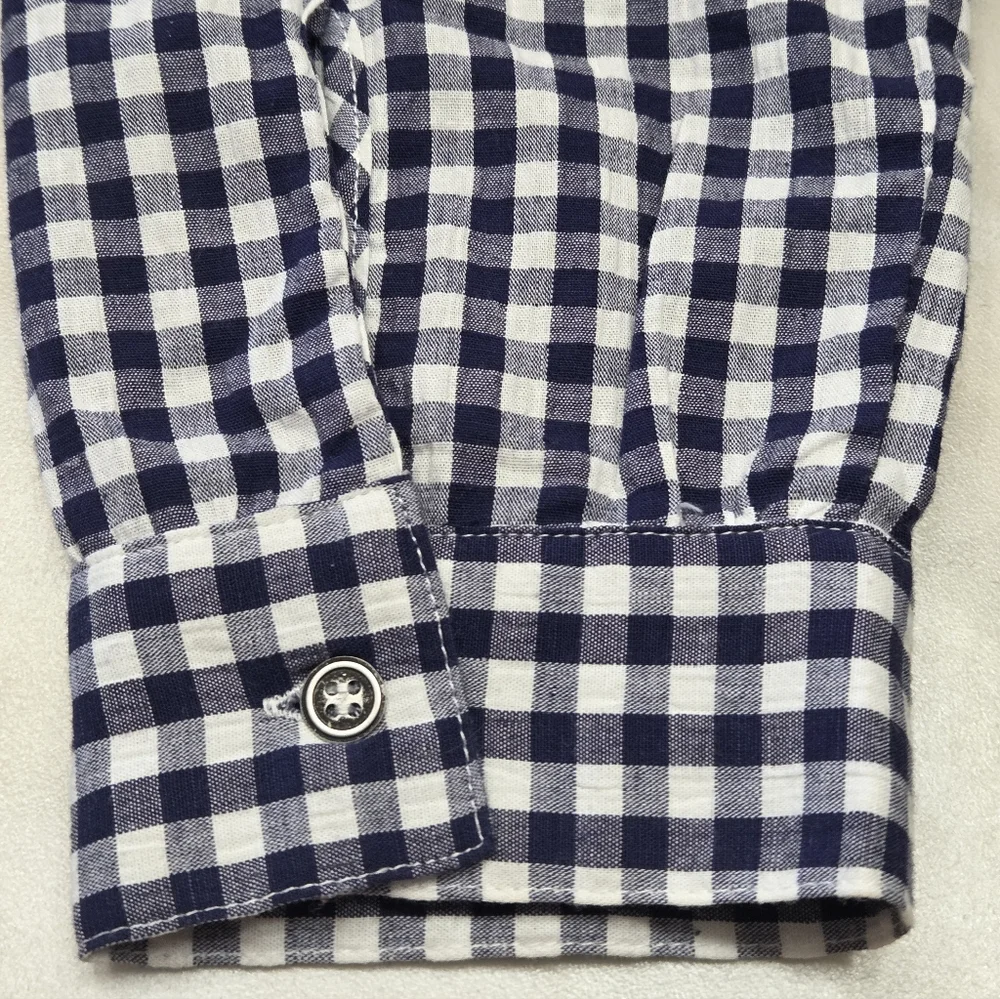 Kut from the Kloth Navy and White Checkered Women's Shirt Size XL - Picture 5 of 6